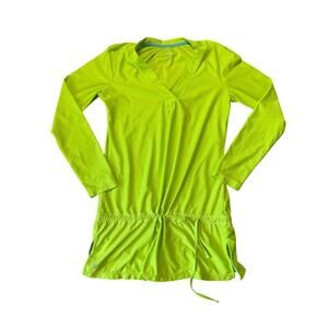 ATHLETA long sleeve Womens Cover Up, pull over dress, size XS, NEON Yellow